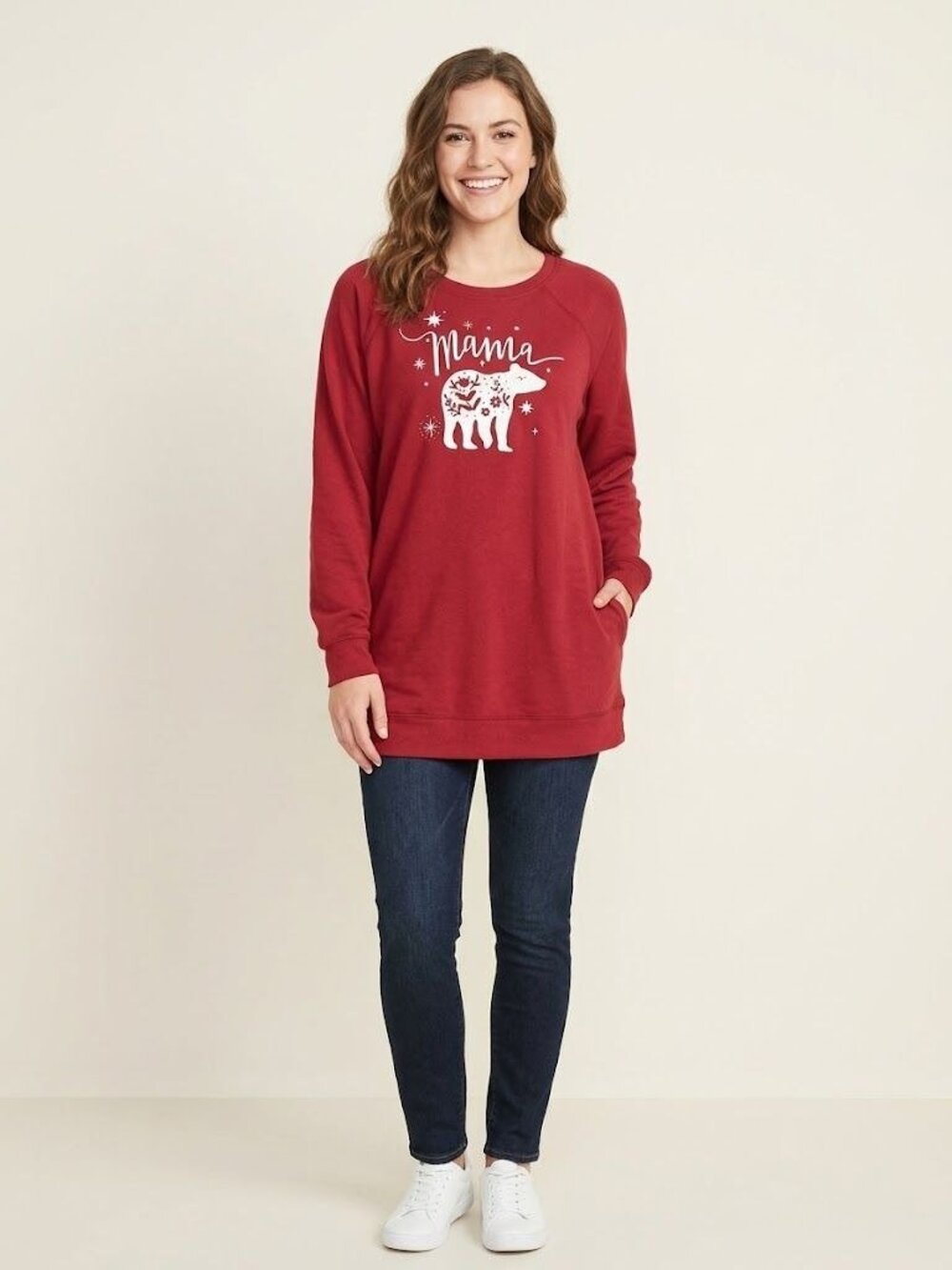 Torrid Mama Bear Sleep Tunic Womens 3 3X Red Long Sleeve Graphic Lounge Sweatshi